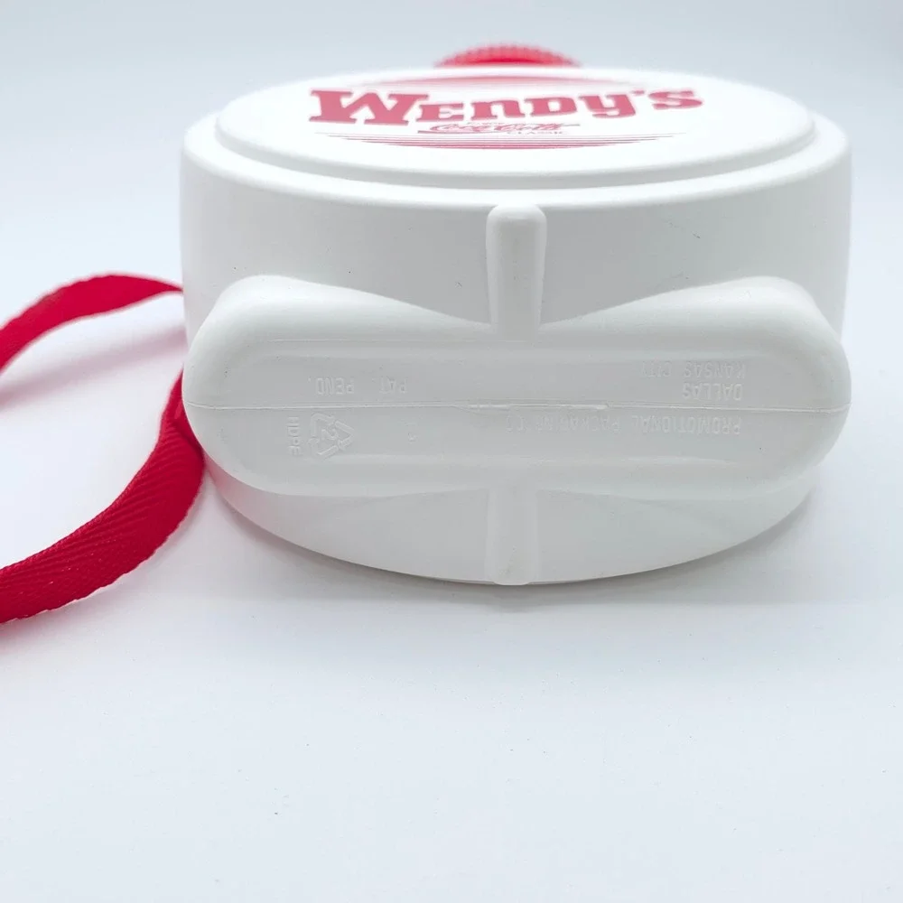 Wendy's Coca-Cola Vintage Canteen Plastic White Red Strap Retro Water Bottle 90s